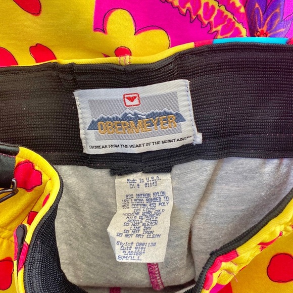 Obermeyer Vintage Bright Neon Floral Pattern Ski Snow Pants Made in USA Small S - Picture 7 of 13